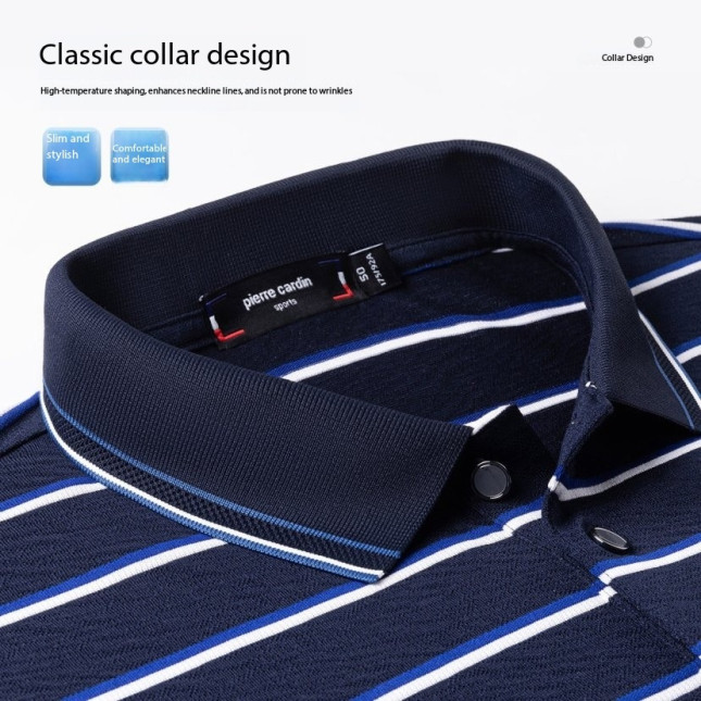 Pierre Cardin Men’s Polo Shirt (Blue Striped) P73113071A78